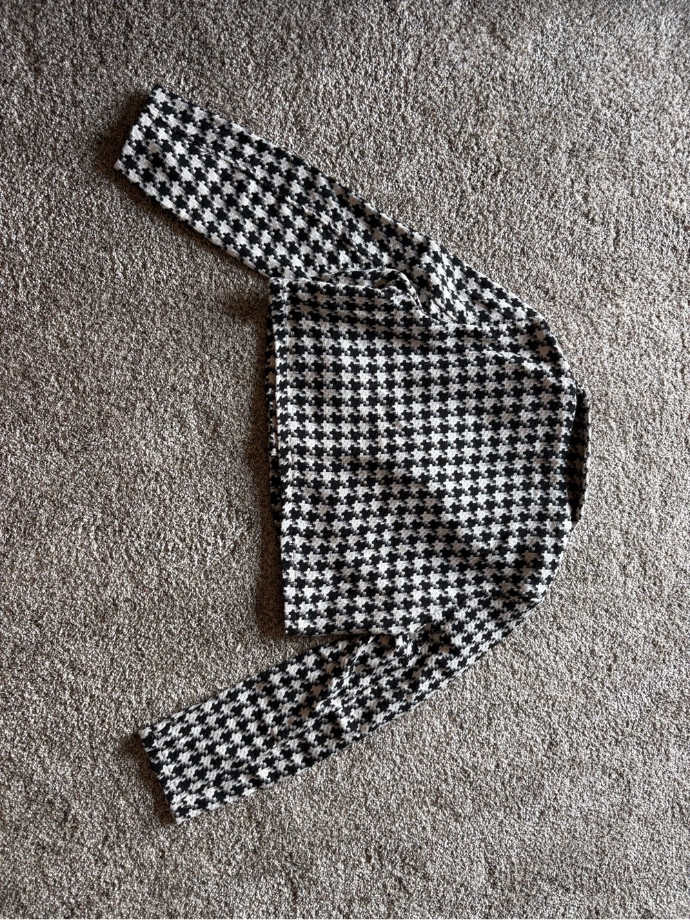 SHEIN Black & White Houndstooth Cropped Jacket and Skirt Set - Picture 4 of 7